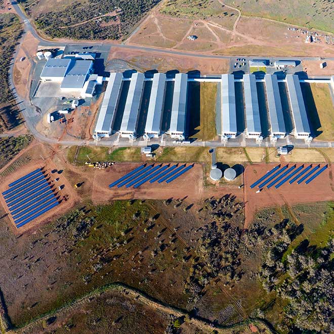 Wattle ridge facility with solar panels