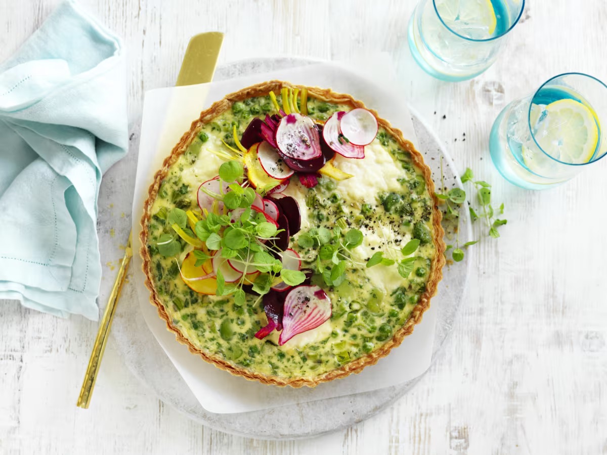 A vegetable tart on a plate